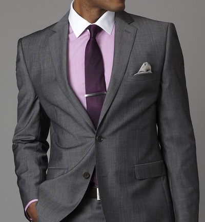 Light grey best sale suit pink shirt