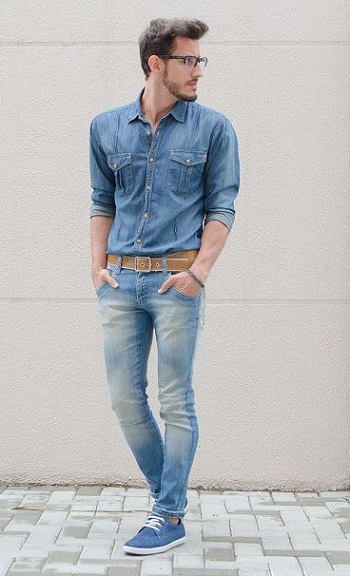 Matching denim shirt and on sale jeans