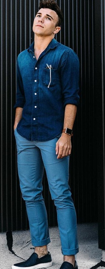 pants to wear with jean shirt