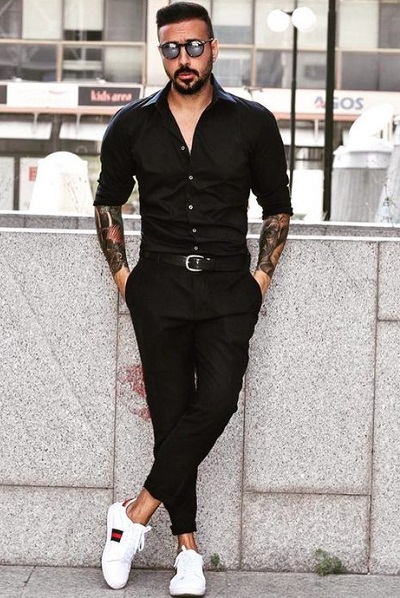 Black dress shirt fashion online