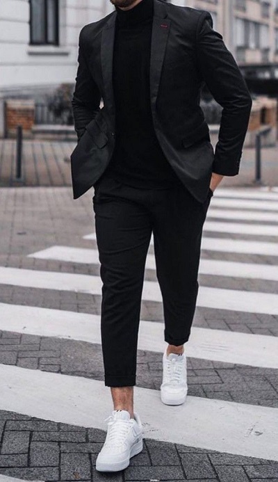 Black outfit white sneakers best sale